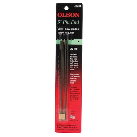 Olson Saw Olson 5 in. Carbon Steel Scroll Saw Blade 25 TPI 6 pk 42701